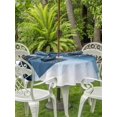 thumbnail image 3 of Outdoor Tablecloth with Umbrella Hole for Patio/Picnic/Party/Camping, Blue Marble Waterproof Table Cloth Round Cover Washable, Modern Abstract Watercolor Ombre Aesthetic (Dia 60"), 3 of 9