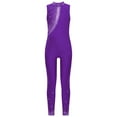 thumbnail image 3 of TiaoBug Girls Gymnastics Unitard Kids Sparkly Ballet Leotard Dance One Piece Sleeveless Athletic Full Bodysuit Purple 6, 3 of 7