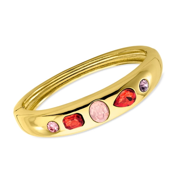 Ross-Simons 14kt Yellow Gold-Plated Bangle Bracelet With Simulated Tonal Pink and Red Gemstones, Women's, Adult