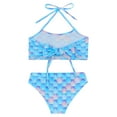 thumbnail image 4 of YONGHS Girls Swimsuits Bikini Set Two Piece Bathing Suit Summer Beach Sports Swimwear Tankinis Blue 6-8, 4 of 7
