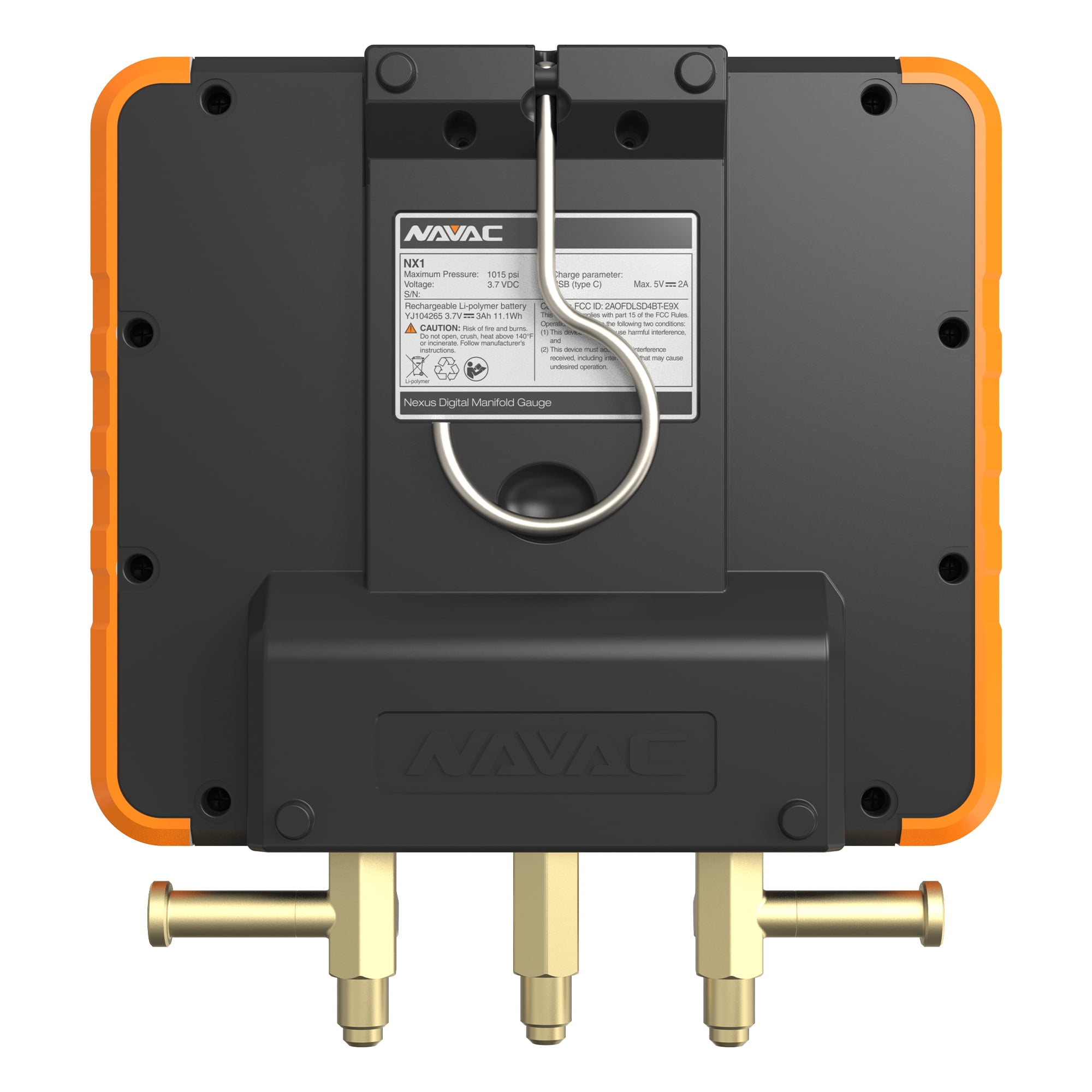 NAVAC NX1 Nexus Digital Manifold Gauge | Bluetooth for Temperature Probes | Impact-Resistant HVAC Gauge with Aluminum Body and Rubber Cover | A2L Compatible | 2 Years Warranty