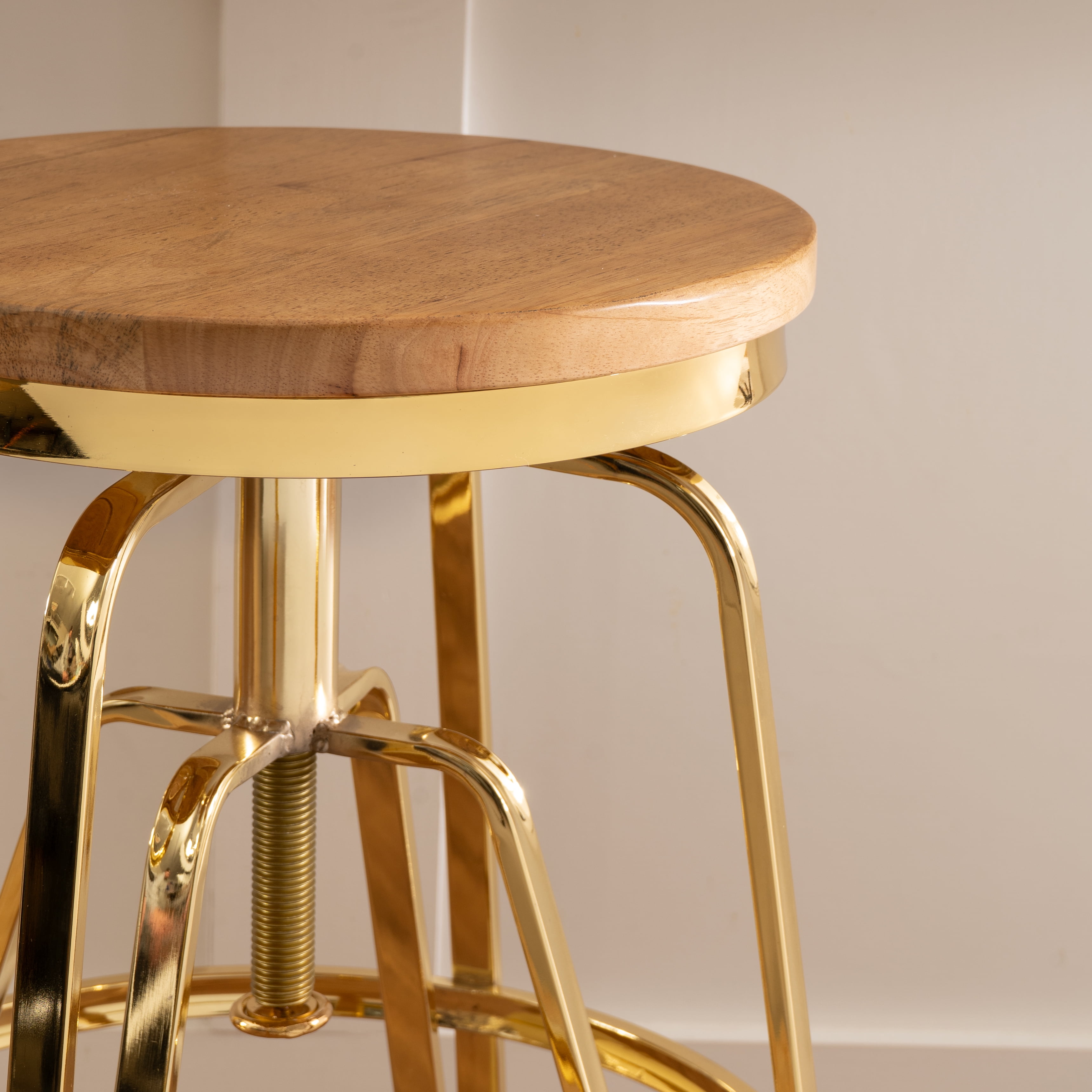 Linon Farhart Backless Bar Stool with Adjustable Height & Swivel, Gold