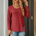 thumbnail image 4 of ZyeKqe Square Neck Tops for Women Long Sleeve Shirts Side Split Dressy Casual Blouses Loose Fitted Spring Top, 4 of 6