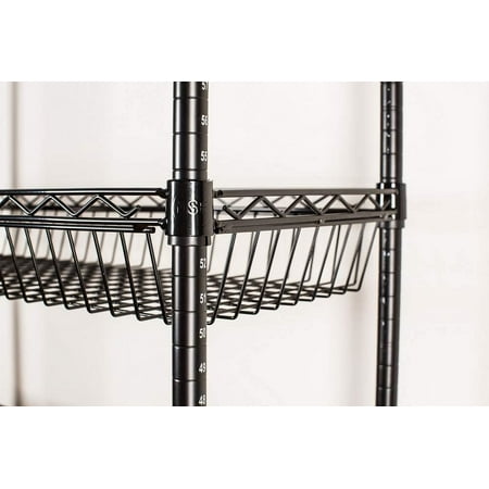 

24 Deep x 24 Wide x 63 High 4 Tier Stationary Black Basket Unit