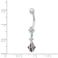 thumbnail image 2 of 10K White Gold Dangle 6mm Square Amy CZ Belly Button Dangle Body Jewelry, 2 of 2