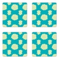 thumbnail image 1 of Rose Coaster Set of 4, Top View Scene of Detailed Flower Silhouettes in Pastel, Square Hardboard Gloss Coasters, Standard Size, Yellow Dark Seafoam, by Ambesonne, 1 of 2