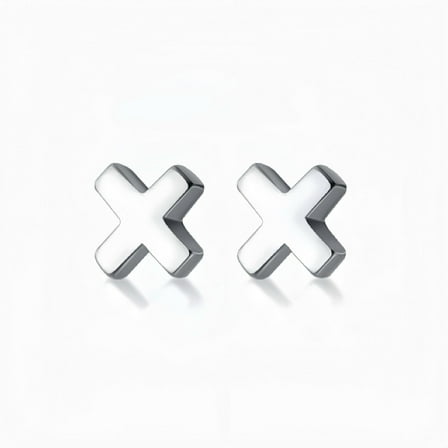 RYSKYJEWELRY Cross Silver Stud Earrings, S925, Sterling Silver, Women