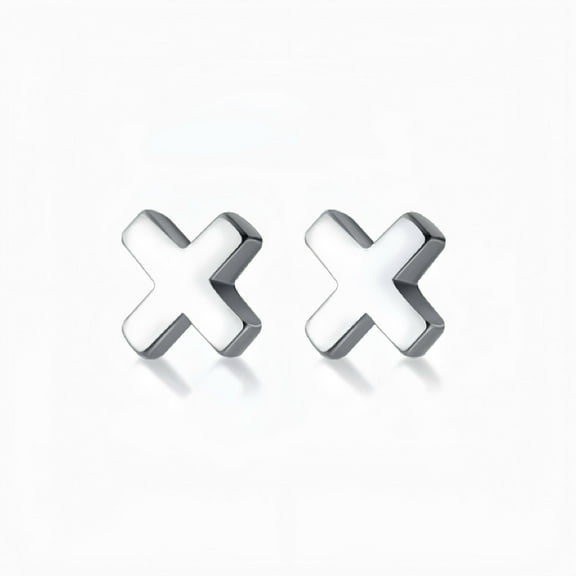RYSKYJEWELRY Cross Silver Stud Earrings, S925, Sterling Silver, Women