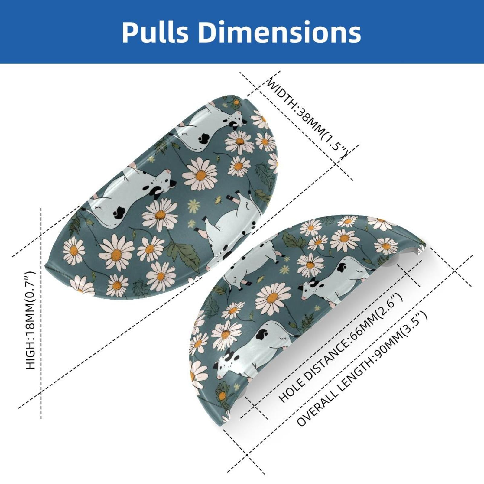 PhooArto 6 Pcs Cup Drawer Pulls, Chamomile Cows Pattern Shell Shape Handles Cabinet Knobs for Dresser Cupboard Closet Wardrobe with Screws