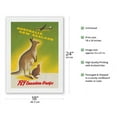 thumbnail image 2 of Australia-New Zealand-Fly Canadian Pacific Air Lines-Kangaroo with Baby Joey Kiwi-Vintage Airline Travel Poster by Peter Ewart c.1956-Japanese Unryu Rice Paper Art Print (Unframed) 18 x 24 in, 2 of 4