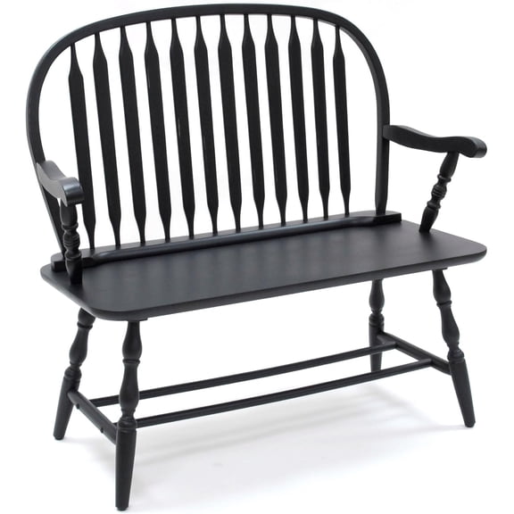 Colonial Windsor Bench, Antique Black