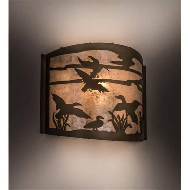 Meyda 68612 12 in. Ducks in Flight Wall Sconce - Antique Copper