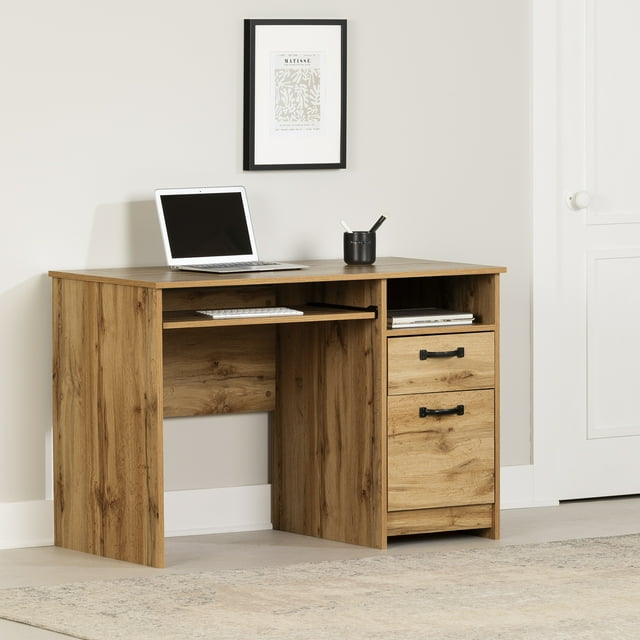 South Shore Tassio Computer Desk with Keyboard Tray, in Nordik Oak