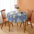 thumbnail image 3 of Round Tablecloth 60 Inch Daisy Floral Table Cover Wrinkle Free Kitchen Dining, 3 of 5