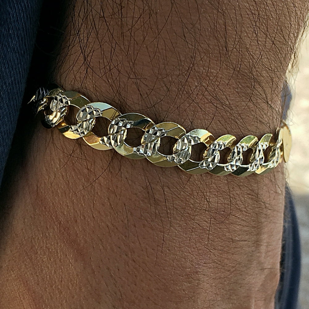 Bling Cartel - Men's Diamond Cut Bracelet 14K Gold Plated Over Real ...