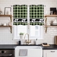 thumbnail image 2 of Sage Green Black Kitchen Curtains Small Short 39 Inch Length, Farmhouse Vintage Bear Buffalo Plaid Grommet Top Bedroom Living Room Curtains, Light Filtering Cafe Curtain Drapes 2 Panels Set 55''x39'', 2 of 9