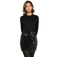 thumbnail image 4 of Baisdan Sequin Skirt for Women, Sparkly Mini Skirt, Glitter Party Skirt for Holiday, Black, L, 4 of 7