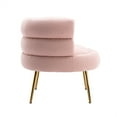 thumbnail image 5 of Modern Single Sofa Chair, Comfy Tufted Upholstered Accent Living Room Chair, Mid-Century Armchair with Golden Metal Legs, Leisure Lounge Chair with Curved Backrest for Living Room Bedroom, Pink, 5 of 7