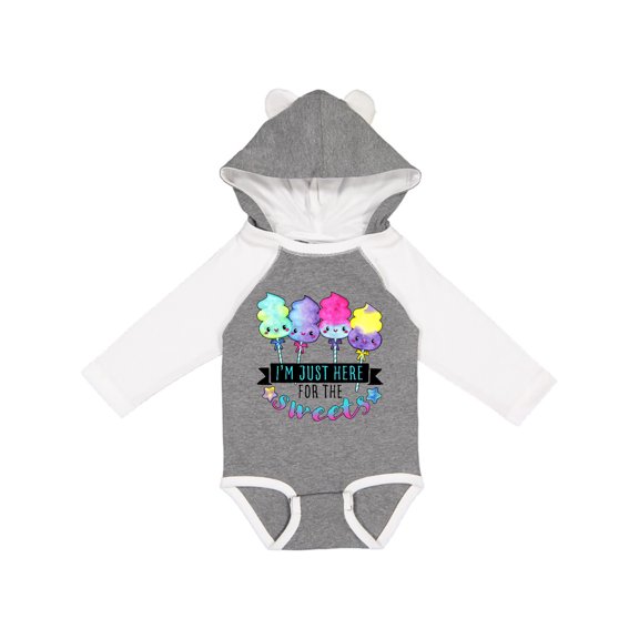 Inktastic I'm Just Here for the Sweets with Spun Sugar Candy Boys or Girls Long Sleeve Baby Bodysuit