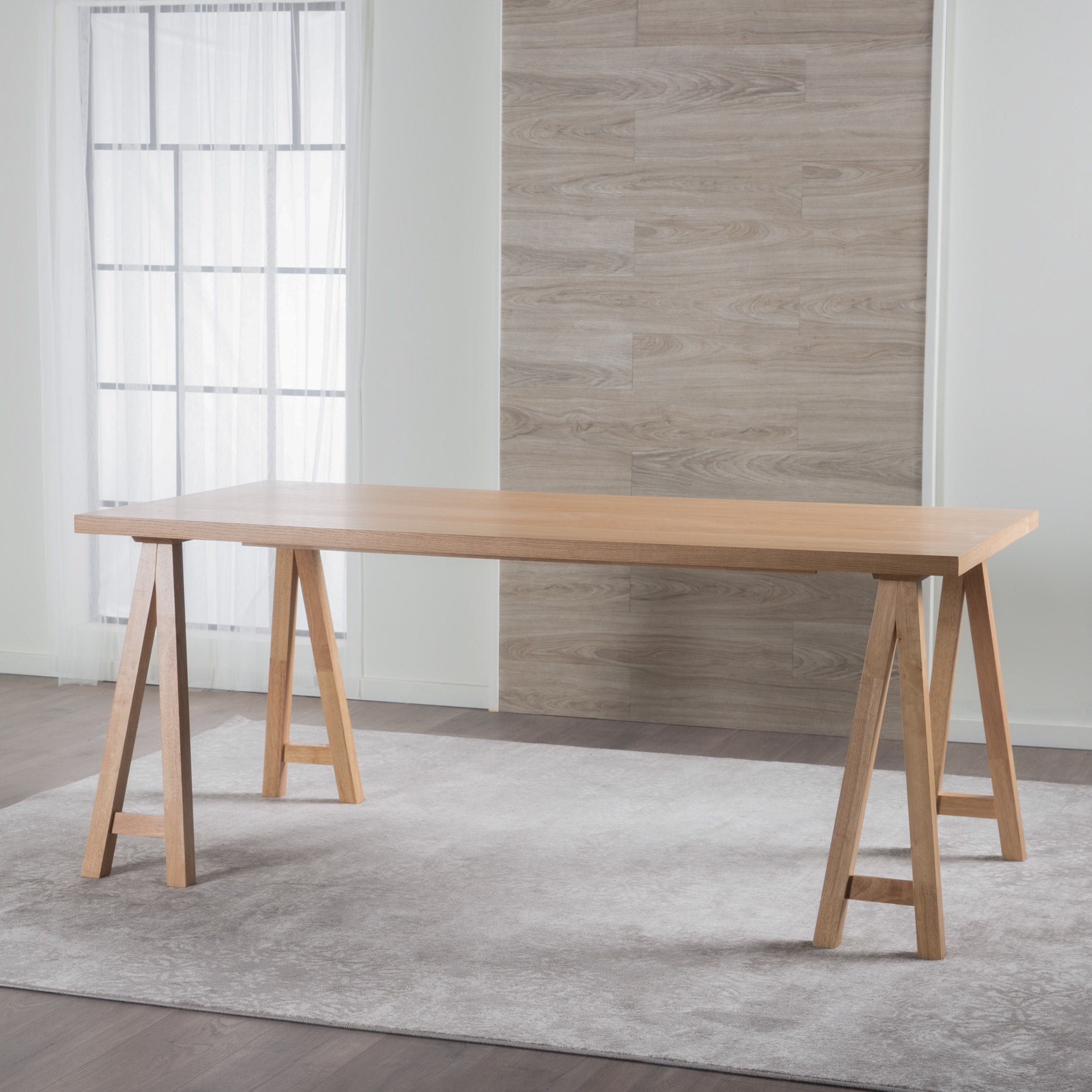 Noble House Montecito Modern Farmhouse Wood Dining Table, Brown Finish