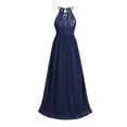thumbnail image 4 of Venjoe Kids Girls Chiffon Halter Neck Maxi Flower Dress Wedding Bridesmaid Formal Party Evening Gown Navy Blue 14, 4 of 7