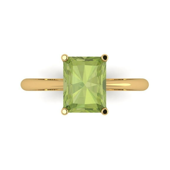 Solitaire Engagement Ring for Women - 2.5ct Natural Peridot in 14K Yellow Gold Promise Ring