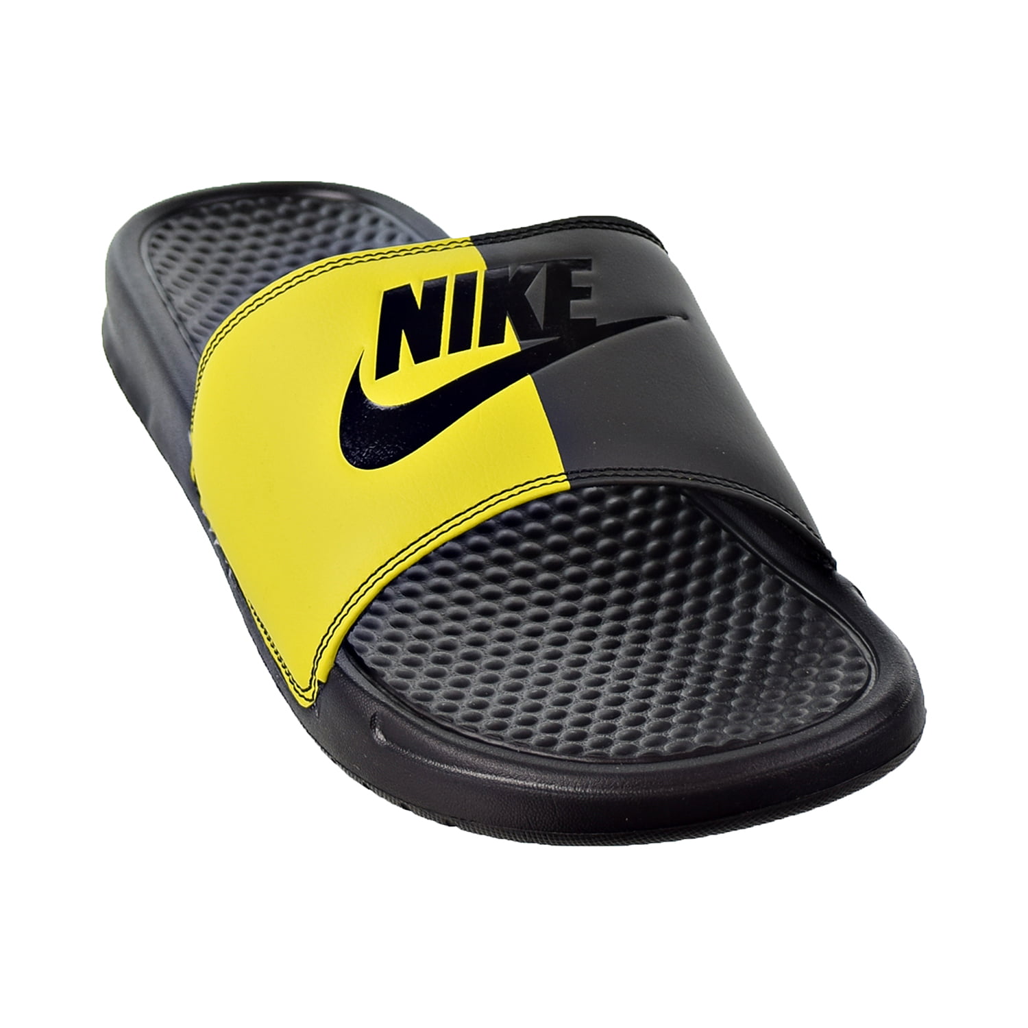 angst momentum Serrated Nike Benassi JDI Men's Slides Black-Bright Citron 343880-017 - Walmart.com