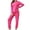 Hot Pink, variant on Womens Pajama Set with Pockets Solid Color Long Sleeve Shirt and Pajama Pants Pj Set Black L
