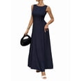 thumbnail image 3 of Womens Tank Maxi Dress Sleeveless Crew Neck Summer Folds Dresses Formal A Line Modest Party Dress Navy Blue XXL, 3 of 6