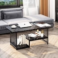 thumbnail image 4 of Coffee Table Black Faux Marble 2 Tiers Large Rectangular Side End Table with Storage Shelf for Coffee Dinning Living Room Apartment Small Stand Modern Design Furniture Wooden for Couch, 4 of 9