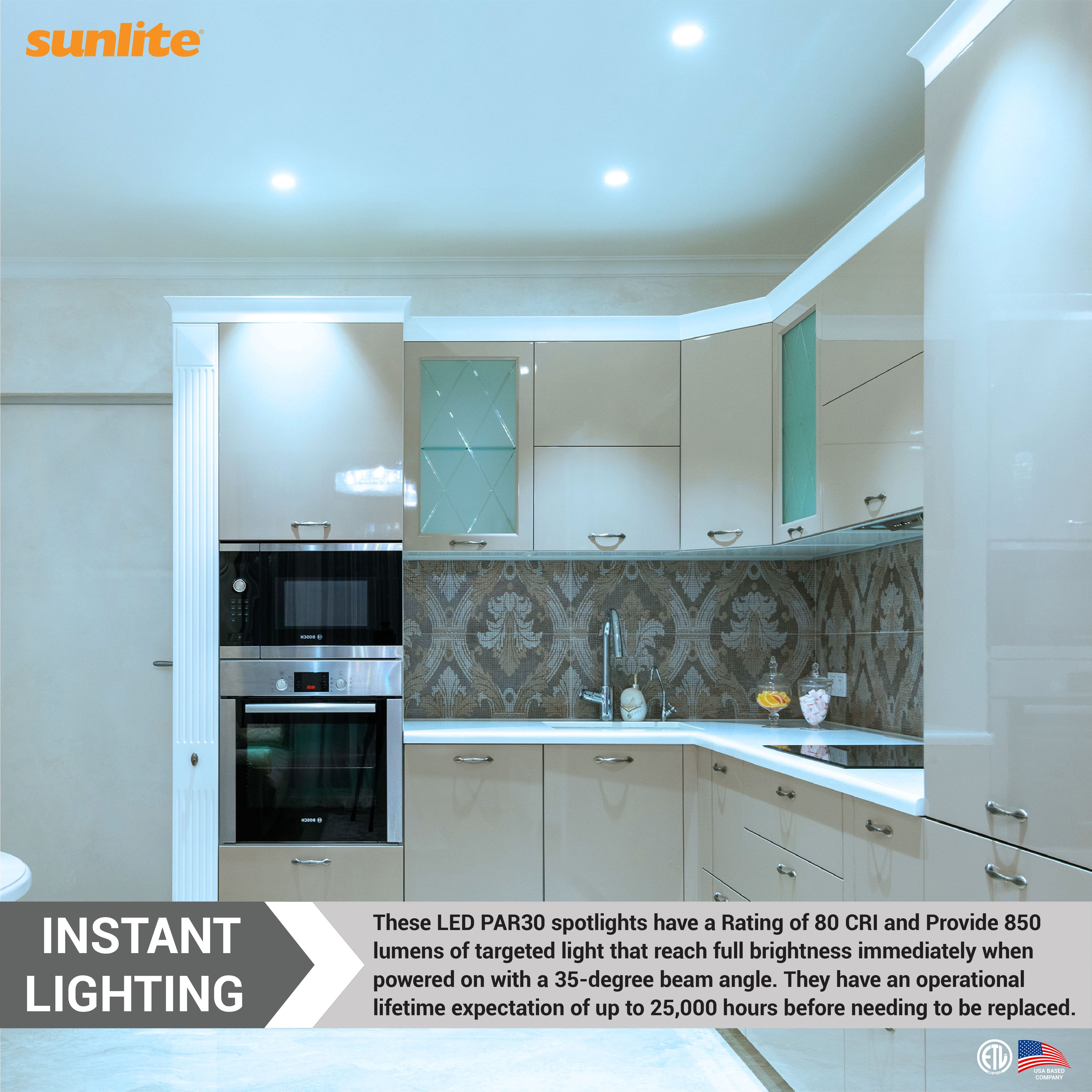Sunlite LED PAR30 Long Neck Recessed Light Bulb, 10 Watts, (75W Equivalent), Medium E26 Base, Dimmable,UL Listed, 5000K Daylight, 6-Pack