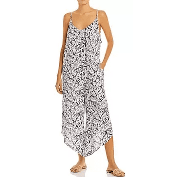 J Valdi BLACK/WHITE Jumpsuit Swim CoverUp, US Large
