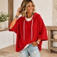 thumbnail image 5 of Womens Waffle Sweatshirt 3/4 Sleeve Oversized Hoodies For Women Casual Loose Fit Drawstring Hooded Pullover Tops For Daily Wear, 5 of 5