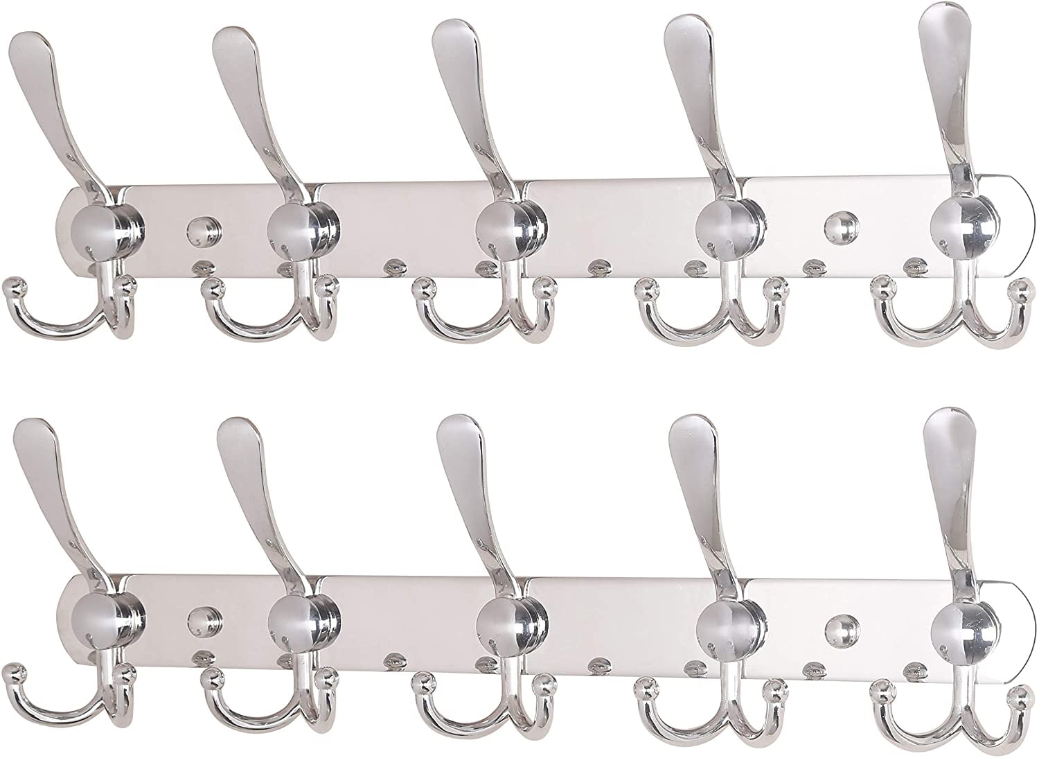 WEBI Sturdy Wall Mounted Tri-Hook Coat Rack/8 Hooks,30 Inches Aluminum/Chrome Finish