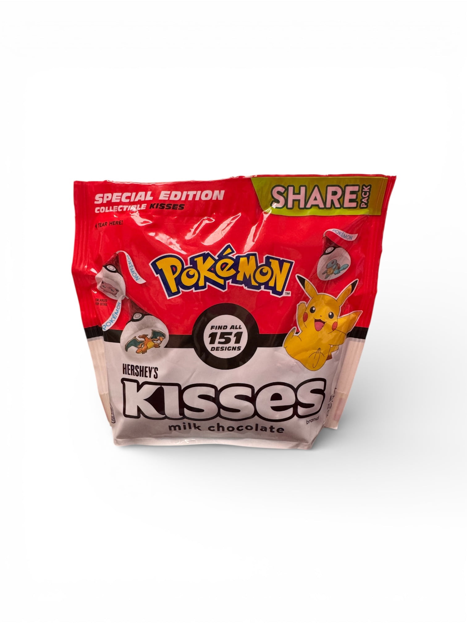 HERSHEY'S KISSES Pokemon Milk Chocolate Candy Share Pack 10.1 oz, Pack of 2 - Gotta Catch Em All - 151 Designs to collect