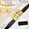 thumbnail image 4 of 2 Pack Women Skinny Elastic Waist Belt Gold Silver Buckle Stretchy Thin Belt for Jeans Dress 0.98" Width, 4 of 7