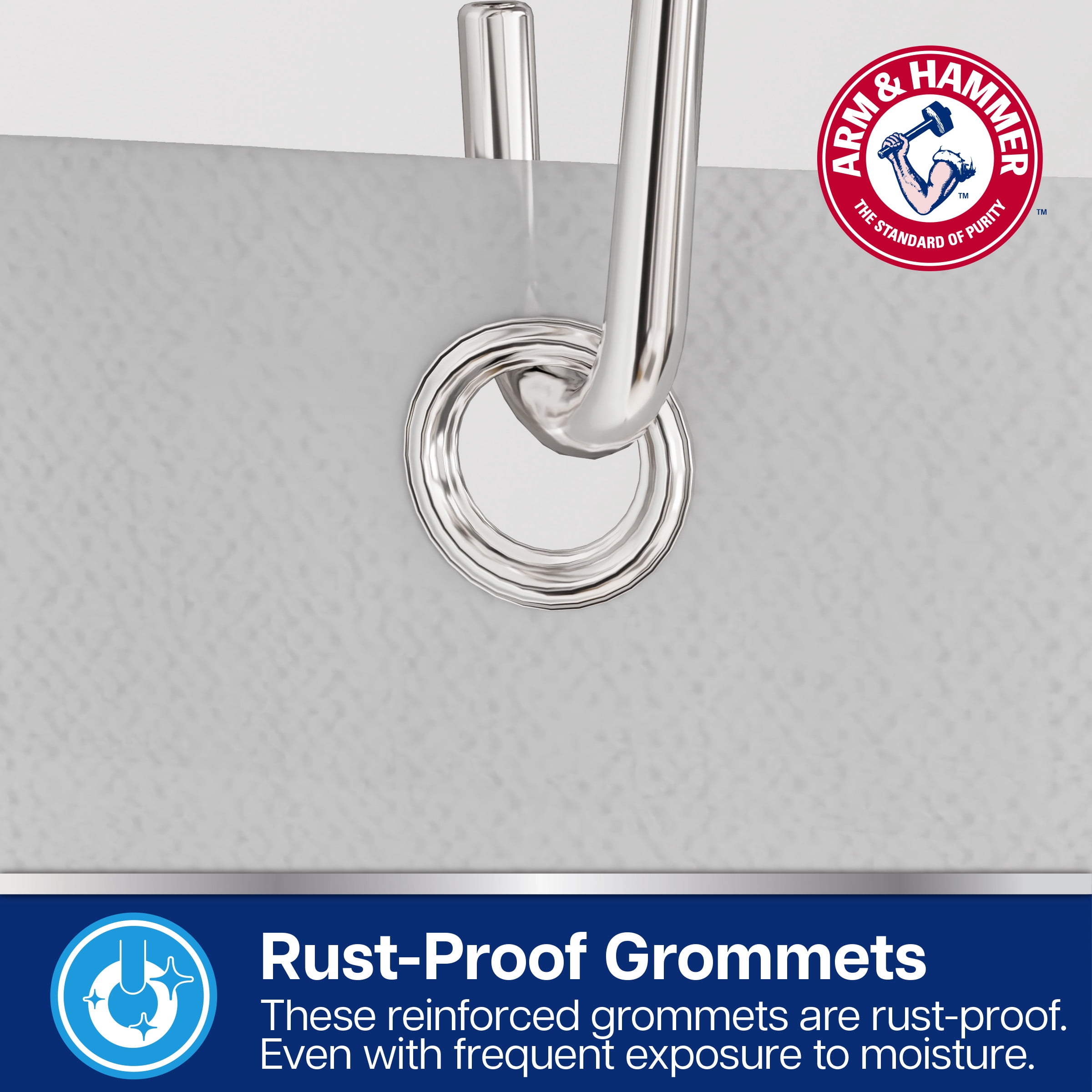 Arm & Hammer™ Waterproof Fabric Shower/Liner, 70x72, Gray