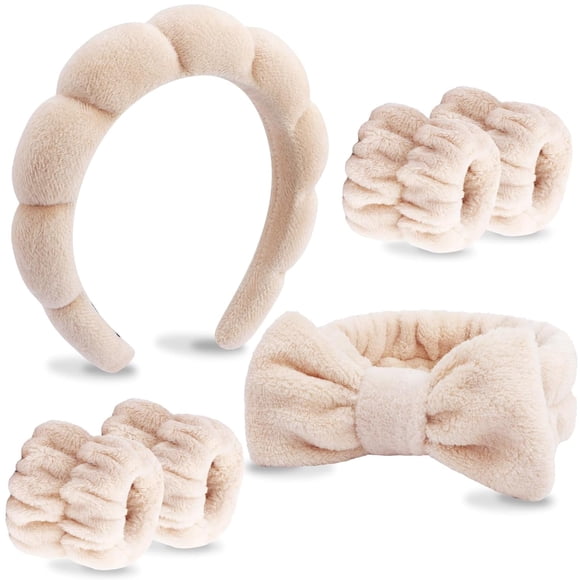 EcoNesxp Suitable for women's gifts brown spa face wash headband 6 pieces headband skin care headband piece set