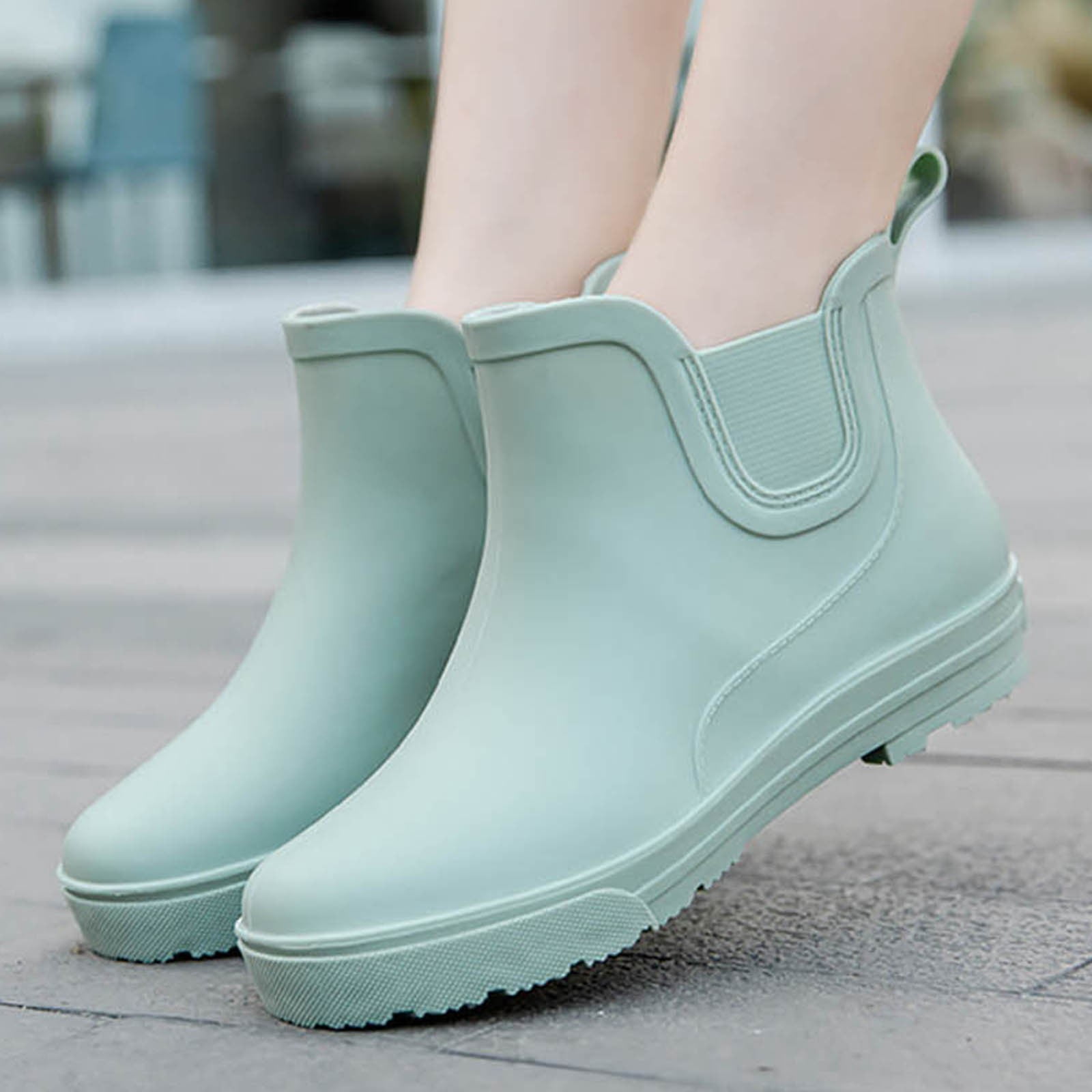 Juosiy Women's Short Rain Boots Water-proof Comfortable Insole Lightweight Stylish Ankle Outdoor Water Shoes