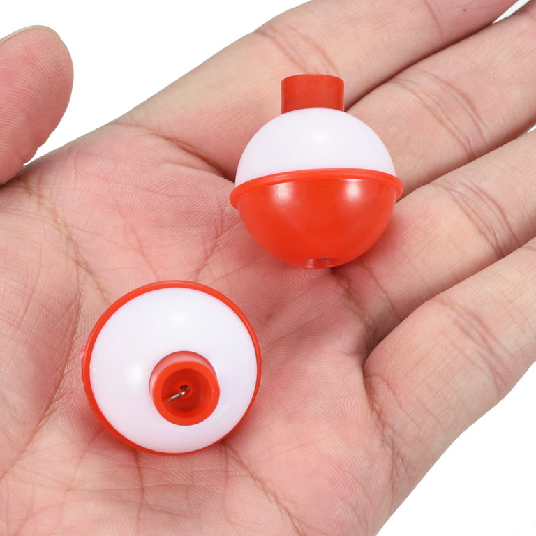 Uxcell 1 inch Fishing Bobbers, Plastic Push Button Round Fishing Float, Red and White 50 Pack