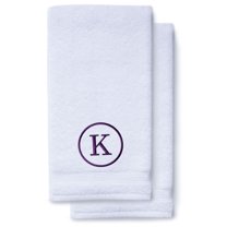 Monogrammed Hand Towels for Bathroom Kitchen Makeup | Personalized Gift for Wedding-Bridal | Classic Font Custom Luxury Turkish Towel | Spa Collection, Oversized, 16 X 30 Inch, Set of 2