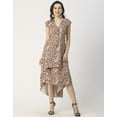 thumbnail image 2 of Moomaya Short Sleeve High-Low V Neck Printed Dress -Women's Stylish Summer Dress, 2 of 9