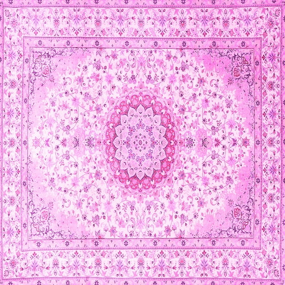 Ahgly Company Indoor Square Medallion Pink Traditional Area Rugs, 8' Square
