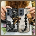 thumbnail image 2 of LYM-Phone Case For MOTO Edge 5G 2024, protective case silicone cute soft case Dirt-resistant Back Cover Simplicity Anti-knock Black pearl pendant Waterproof Bear bracelet Cartoon, 2 of 9