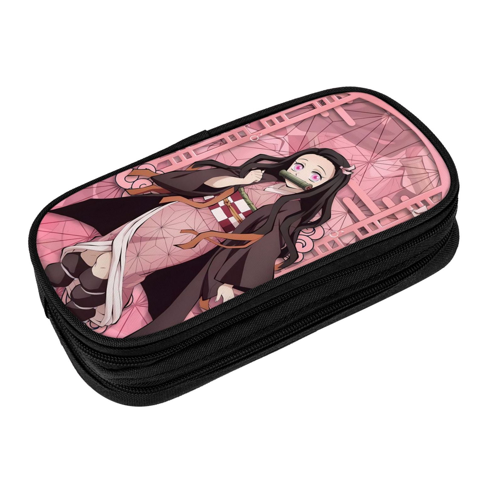 Kamado Nezuko Pencil Case Large Capacity Pencil Pouch Pen Bag Office Stationery Organizer Travel Makeup Bag Black