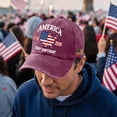 thumbnail image 2 of Trgacdwlo 250 Year American Anniversary Cap Unisex Adjustable Embroidered Patriotic Hats American Flag Distressed Vintage Baseball Caps Wine, 2 of 5