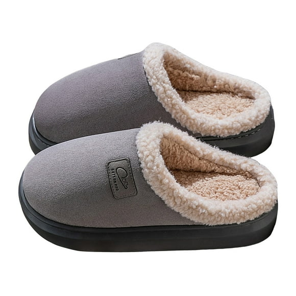 Platform Fuzzy Slippers for Women Men Indoor and Outdoor Fleece Lined Cloud Pillow Suede Couples House Shoes