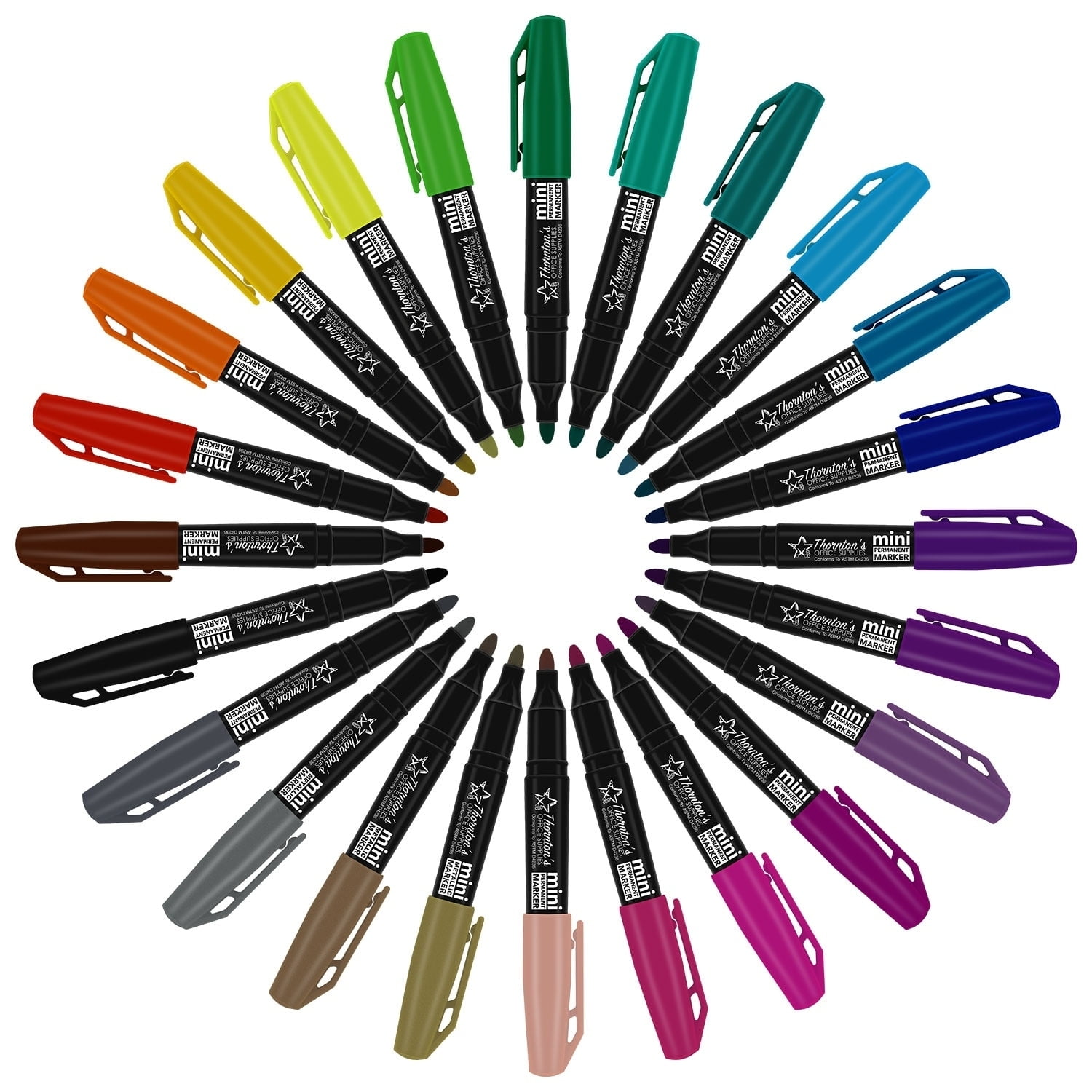 (4 pack) Thornton's Office Supplies Mini Permanent Markers, 1.0mm, 24-Count