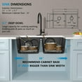thumbnail image 5 of 33 Granite Composite Kitchen Sink Double Bowl - Fulorni 33"×19" Granite Kitchen Sink Black Undermount Double Bowl 50/50 Matte Black Quartz Classic Composite Under Counter Sink Basin, 5 of 8