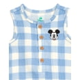 thumbnail image 3 of Disney Mickey Mouse Baby Boys' Sleeveless Cotton Gauze Button Romper Light Blue Gingham Mickey Mouse, 3 of 7